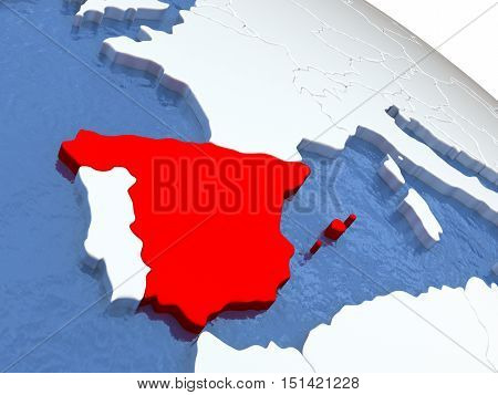 Spain On Globe