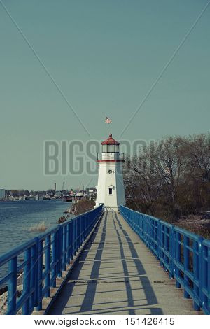 Cheboygan Crib Light, built in 1884, Lake Huron, Michigan, USA