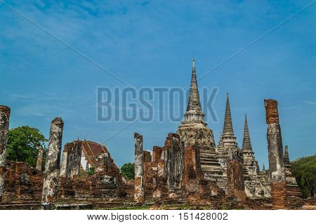The Ancient Royal Palace in Ayutthaya of Thailand