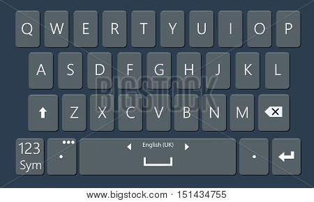 Smartphone keyboard. Realistic and flat mobile phone keypad vector moc-kup. Keyboard for mobile device illustration. No gradient