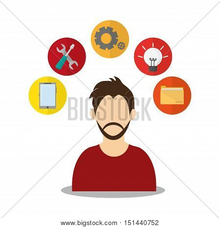 Man avatar icon. Social media multimedia communcation and digital marketing theme. Colorful design. Vector illustration