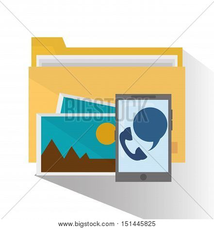 Smartphone file and picture icon. Social media multimedia communcation and digital marketing theme. Colorful design. Vector illustration