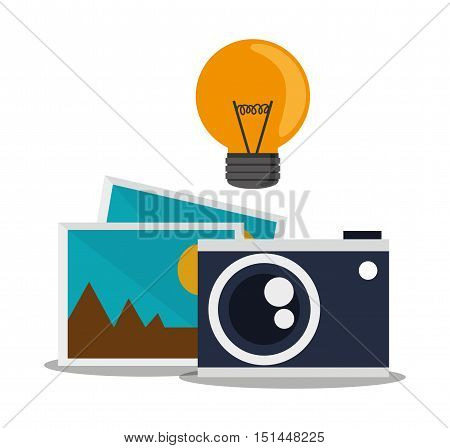 Light bulb camera and picture icon. Social media multimedia communcation and digital marketing theme. Colorful design. Vector illustration