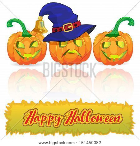 Holiday pumpkin reflected on the surface. Happy Halloween