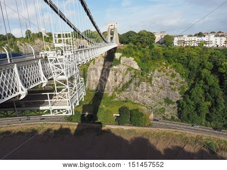 Clifton Suspension Bridge spanning the Avon Gorge and River Avon designed by Brunel and completed in 1864 in Bristol UK