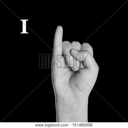 The Letter I. Finger Spelling the Alphabet in American Sign Language (ASL).