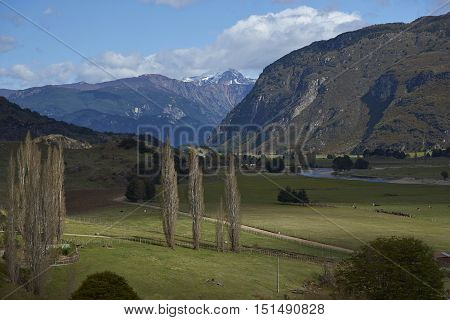 Rural landscape of the Manihuales River Valley along the Carratera Austral in the Aysen Region of southern Chile.