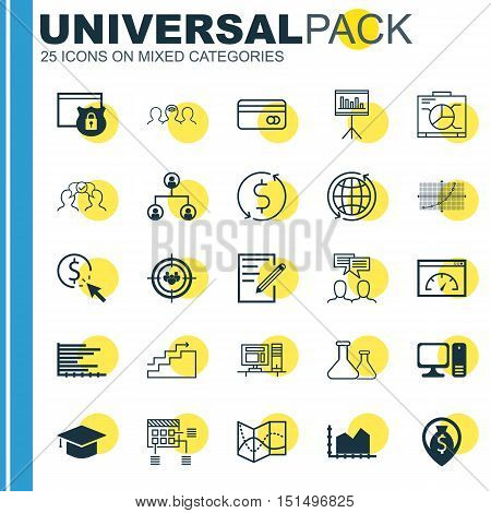 Set Of 25 Universal Icons On Money Trasnfer, Money Navigation, Computer And More Topics. Vector Icon
