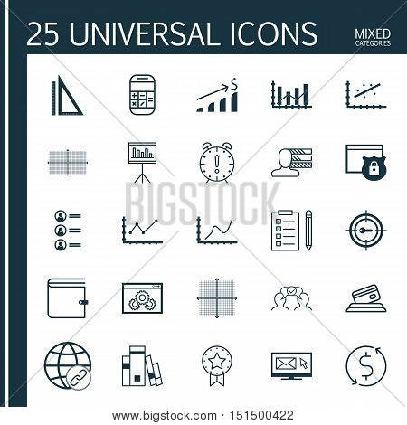 Set Of 25 Universal Icons On Keyword Marketing, Money Trasnfer, Presentation And More Topics. Vector