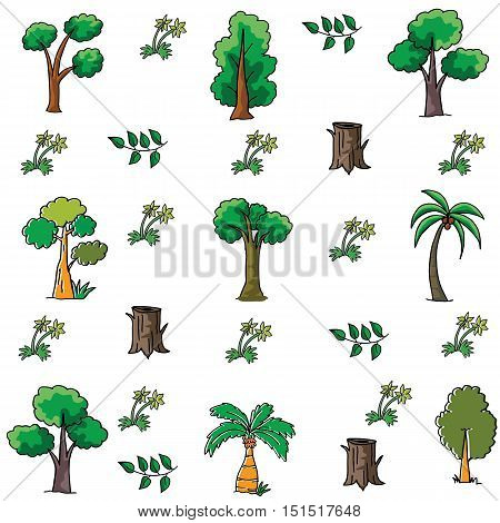 Doodle of tree collection stock vector illustration