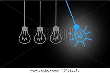 Bright Ideas, blackbord design, whit blue Light Bulb