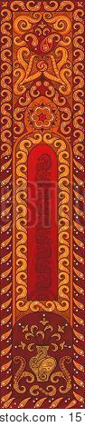 Beautiful Indian floral ornament. Ethnic Mandala. Henna tattoo style. Red.