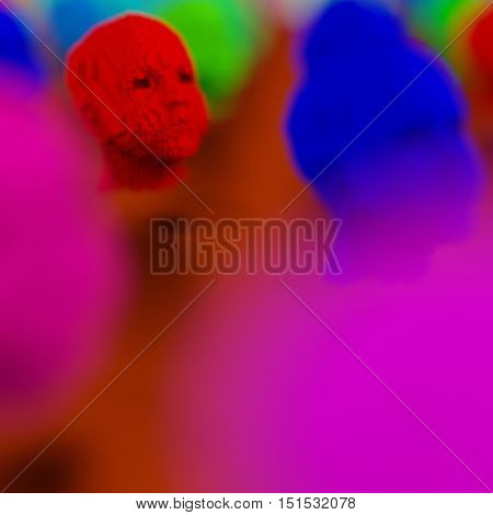 Close-up of red human head 3d model blurred foreground