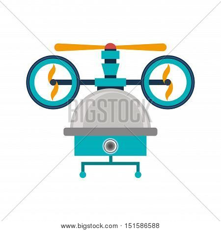 drone of three airscrew with cabin and camera vector illustration