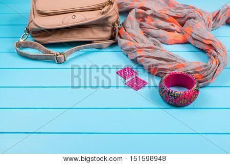 Set of the fashionable women's acsessories and clothing.