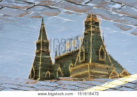 GUM on the Red Square in Moscow. Abstract refleciton