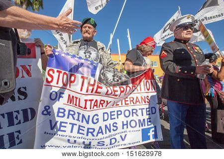 Veterans With Banners At Nogales Border Action
