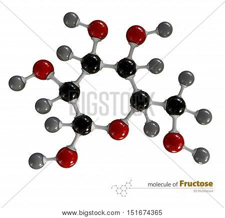 Illustration Of Fructose Molecule Isolated White Background