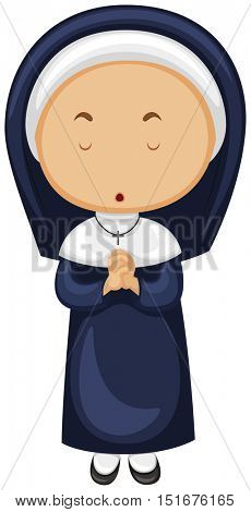 Nun in blue outfit illustration