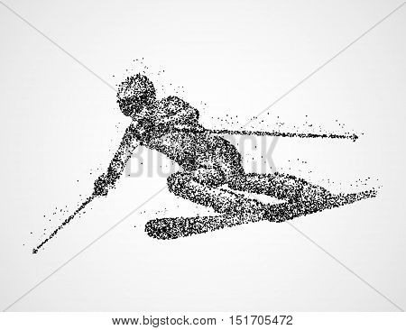 Abstract skier of black circles. Photo illustration.