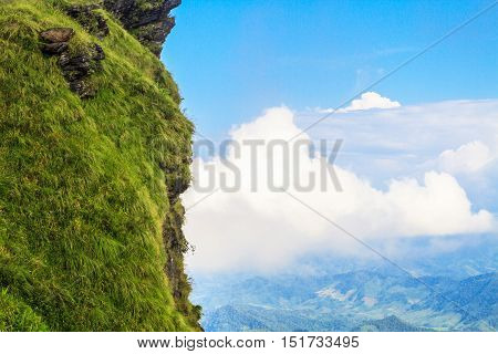 Cliffs Of Stone With Green Grass