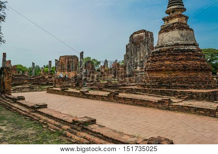The Ancient Royal Palace in Ayutthaya of Thailand