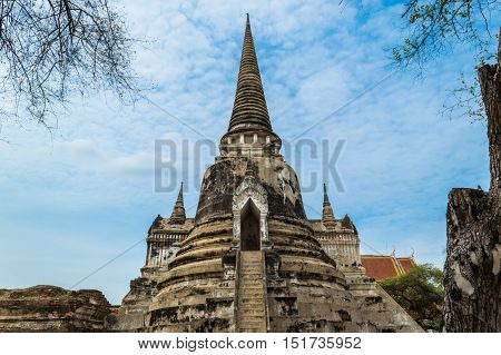 The Ancient Royal Palace in Ayutthaya of Thailand