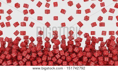 3D rendering of red dice falling from above