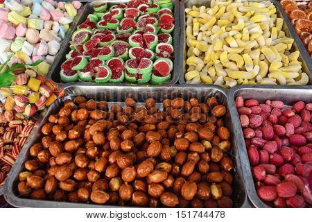 Various sweets in the market to offer customers.