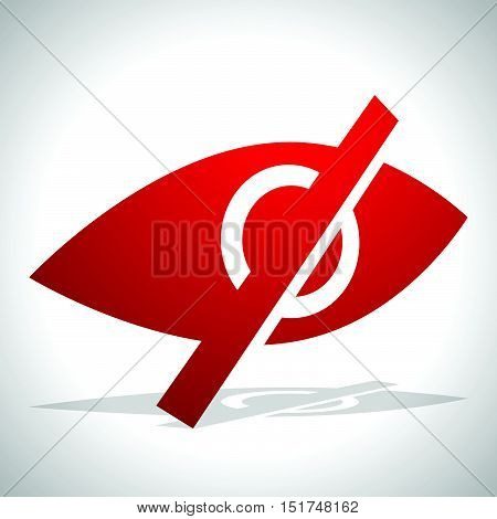 Eye Sign, Symbol With Strikethrough Line - Don't Look, Harmful To Vision, No Preview - No Image Conc