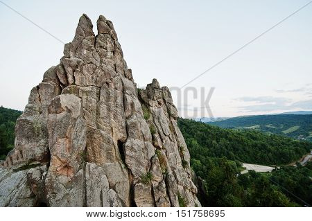 Tustan Fortress Ruins Of Rocks At Carpathian Ukraine