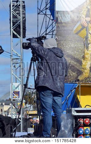 EDITORIAL.Ukrainian nazionalists celebrate the Day of OUN-UPA (Organisation of Ukrainian Nazionalists - Ukrainian Peoples Army). October 14,2016,Kiev, Ukraine