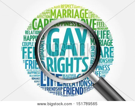 Gay Rights Word Cloud With Magnifying Glass