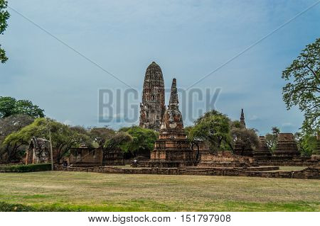 The Ancient Royal Palace in Ayutthaya of Thailand