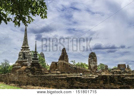 Old Beautiful Thai Temple wat Mahathat Ayutthaya Historical Park Ayutthaya Thailand