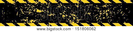 Black and yellow road sign rectangular background. Diagonal stripes. Texture grunge Warning image background Dangerous pattern Grunge construction sign for your text