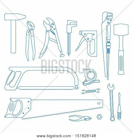 Set of repair tools icons. Vector stock illustration.