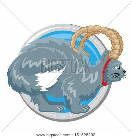 Capricorn. Horoscope sign in circle isolated. Cat. Zodiac