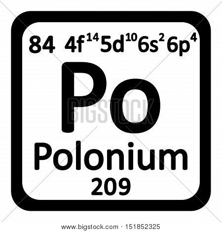 Periodic table element polonium icon on white background. Vector illustration.