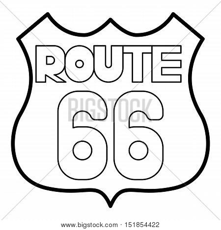 Route 66 shield icon. Outline illustration of route 66 shield vector icon for web