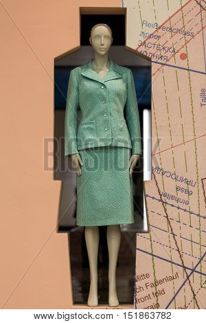 CRACOW POLAND - JANUARY 24 2016: Exhibition titled Fashionable in Communist Poland which reflects the unique character of fashion in the post-war decades. National Museum Cracow Poland