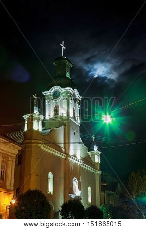 Church Sky Moon Night