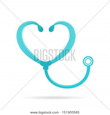 stethoscope logo sign medical icon forme heart shape 2d vector illustration isolated on white background eps 10