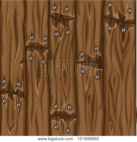 Wood texture old brown boards, seamless background in vector
