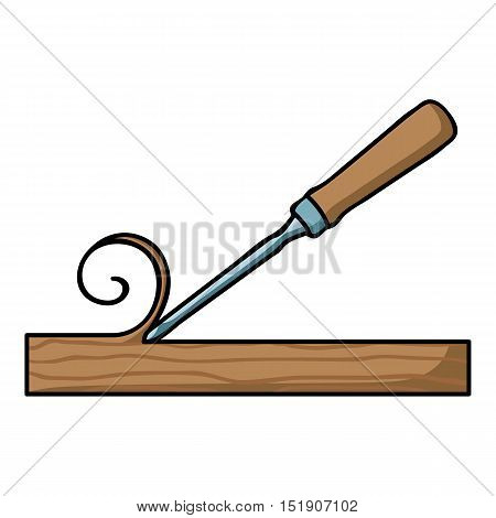 Chisel icon in cartoon style isolated on white background. Sawmill and timber symbol vector illustration.