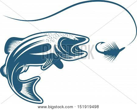 Trout Fish And Lure Vector Design Template
