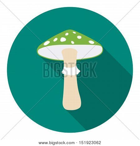 Green amanita icon in flat style isolated on white background. Mushroom symbol vector illustration.