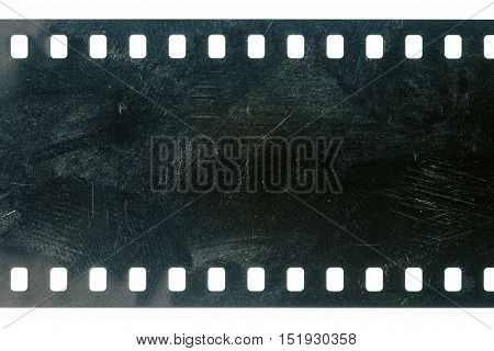 Blank grained scratched film strip texture background