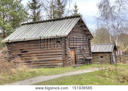 STOCKHOLM SWEDEN - May 04.2013: Ethnographic complex the open air museum Skansen located on Djurgarden Island in Stockholm. Barn