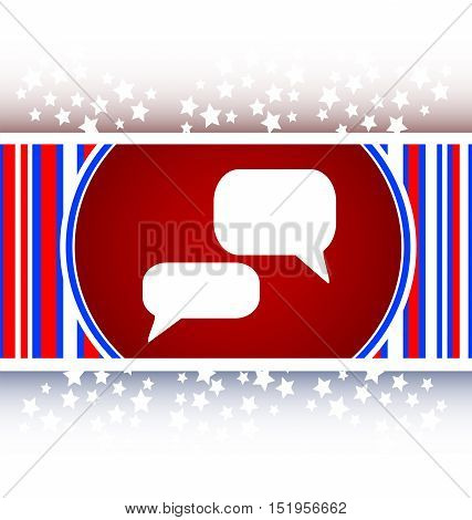 white bubble speech set iconweb button. white and red web button